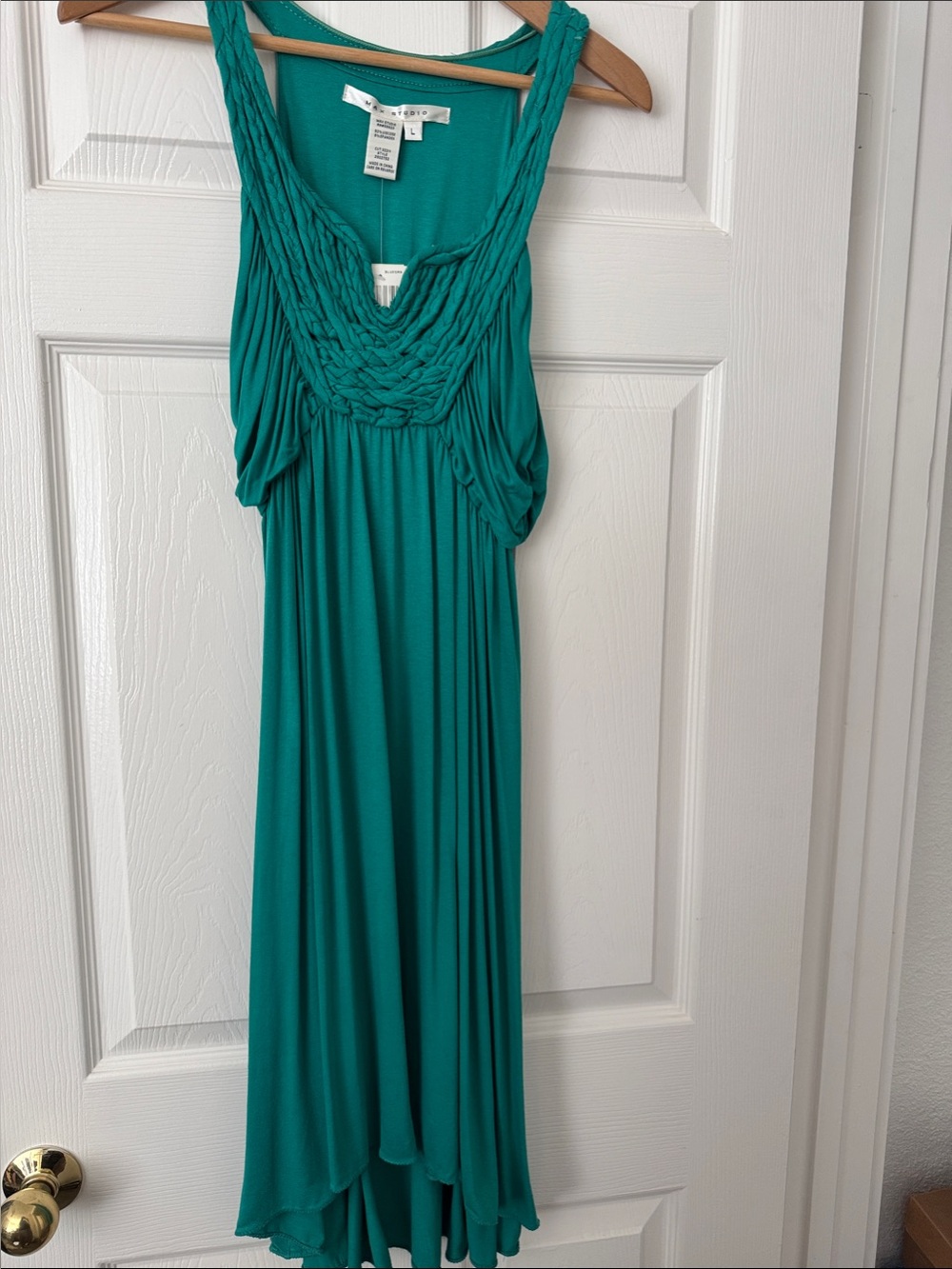 Max Studio Braided Yoke Sleeveless Maxi Dress - Teal